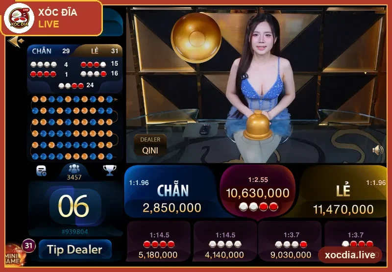 Bàn xóc đĩa live có dealer trên Zowin — ảnh chụp thực tế
